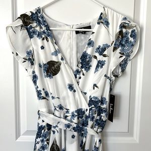 French Countryside White Floral Print High-Low Dress - NWT - Small